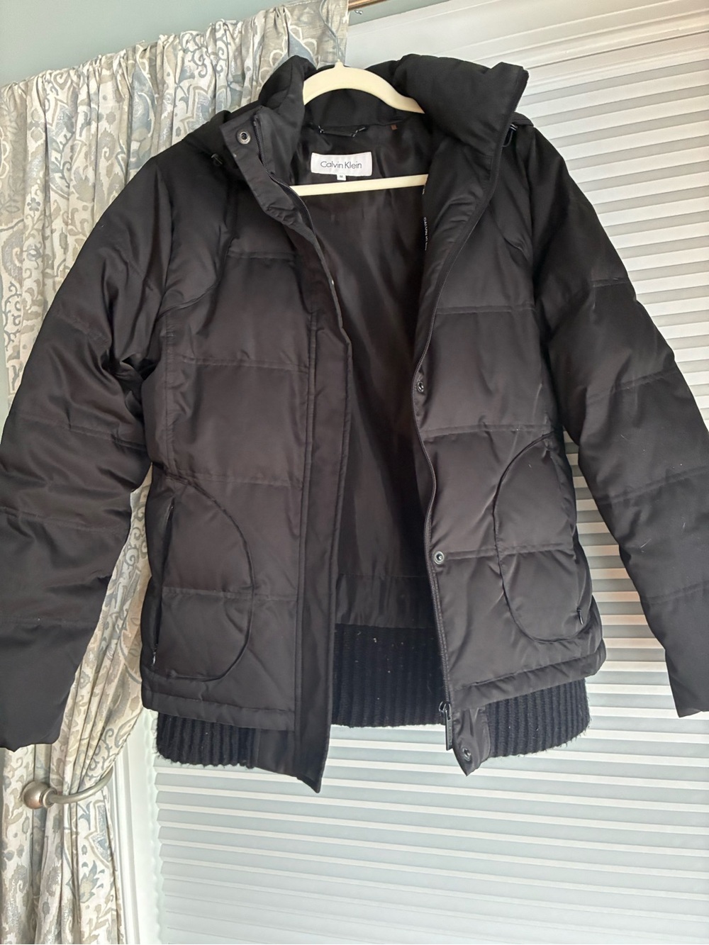 Calvin Klein Black Quilted Puffer Jacket with High Collar